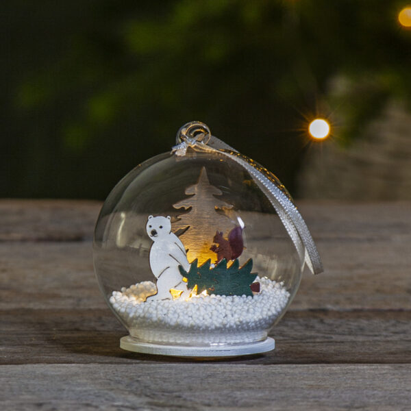 Dekoratsioon jõulukuul Forest Friendis soe valge Ø8x h9cm 1LED