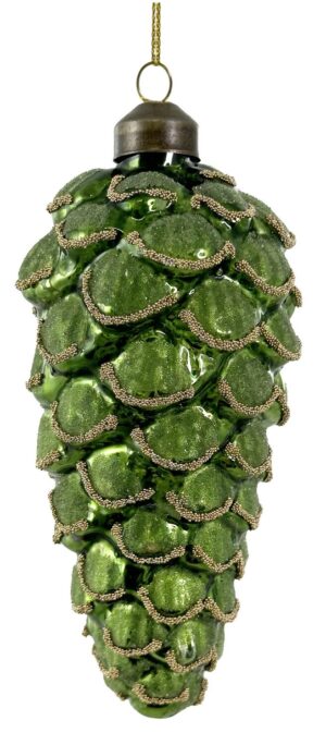 Kuuseehe klaasist käbi läikiv roheline 12cm