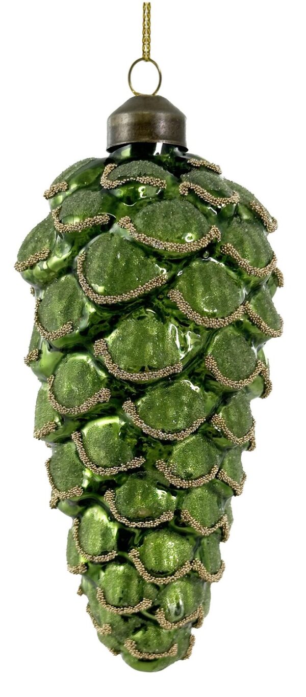 Kuuseehe klaasist käbi läikiv roheline 12cm