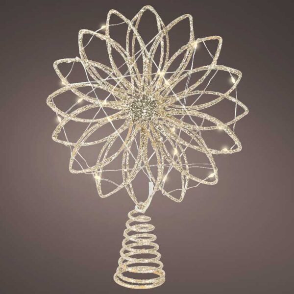 Kuusetipp soe valge, patareid 20LED 19x5x h26cm