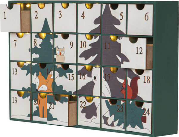 Advendikalender Forest friends 24LED soe valge