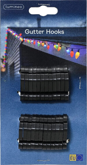 Konksud valgusketi riputamiseks must IP44 24tk/pk