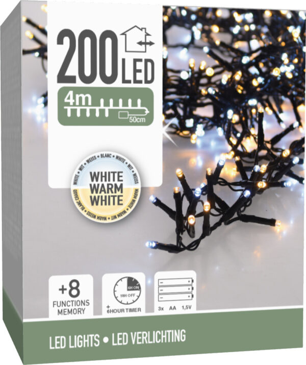 Valguskett külm ja soe valge 4m 200LED IP44