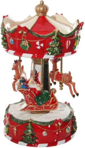 Kaunistus karussell muusikaga punane Ø14x h22cm