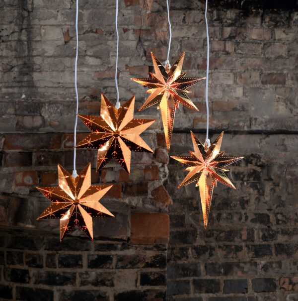 Täht metallist Betlehem vaskne 25x6x h35cm 1LED