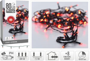 Valguskett punane 6m 80LED IP44