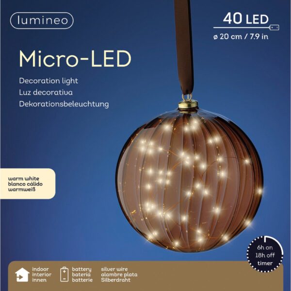 Valguspall soe valge, pruun patareid 40LED Ø20cm