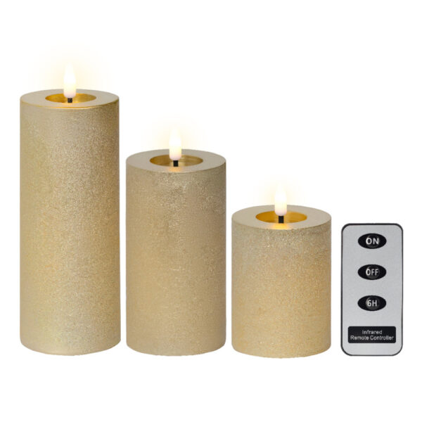 Led küünalde komplekt puldiga, soe valge, kuldne, patareid 3tk/pk