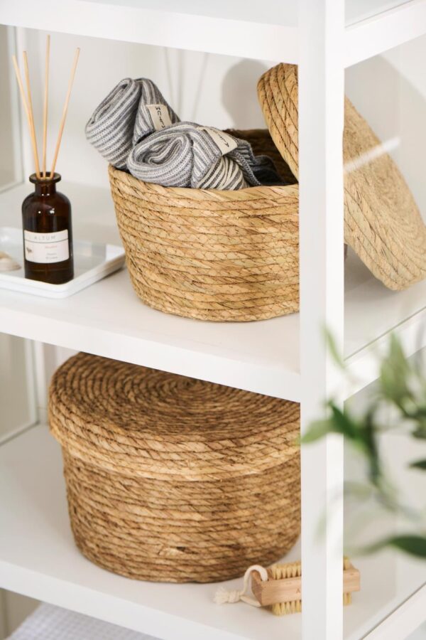 Laastukorv kaanega pruun Ø28x h17cm