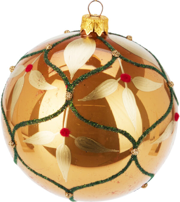 Klaaskuul kuldsed lehed ja rohelised triibud Ø8cm värvivalik 1tk