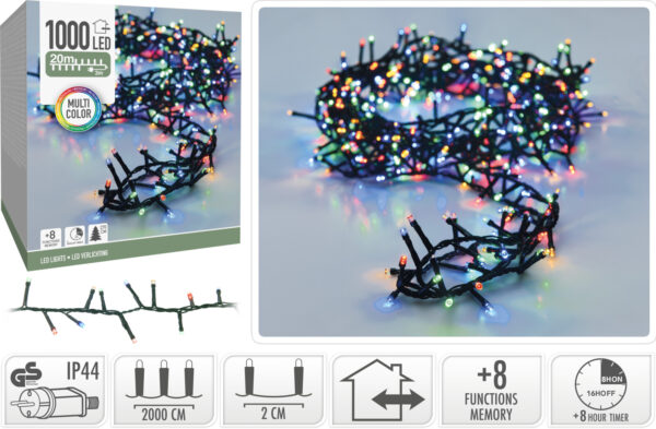 Valguskett 270cm kuusele värviline 20m 1000LED IP44
