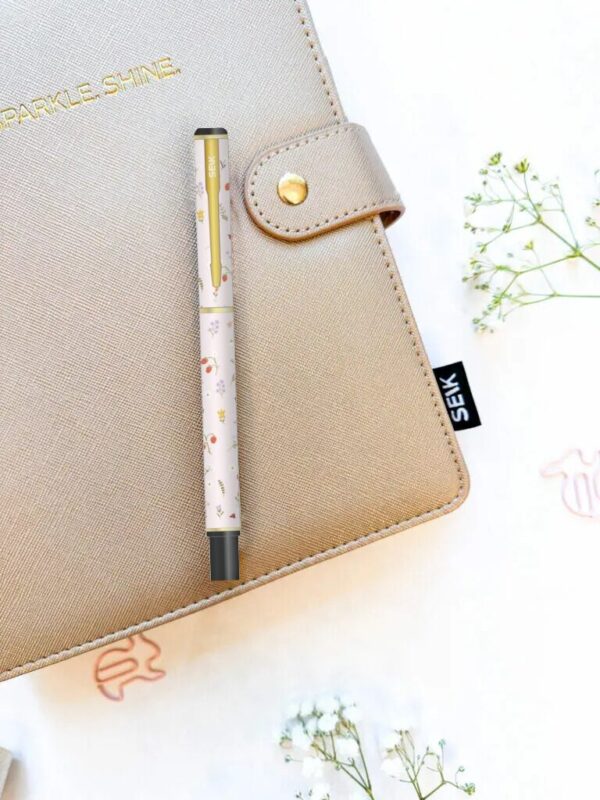 Rõõmsad lillelised pastakad beež/roosa 2tk