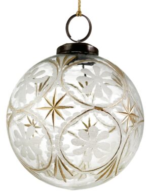 Klaaskuul valgete lilledega läbipaistev Ø10cm