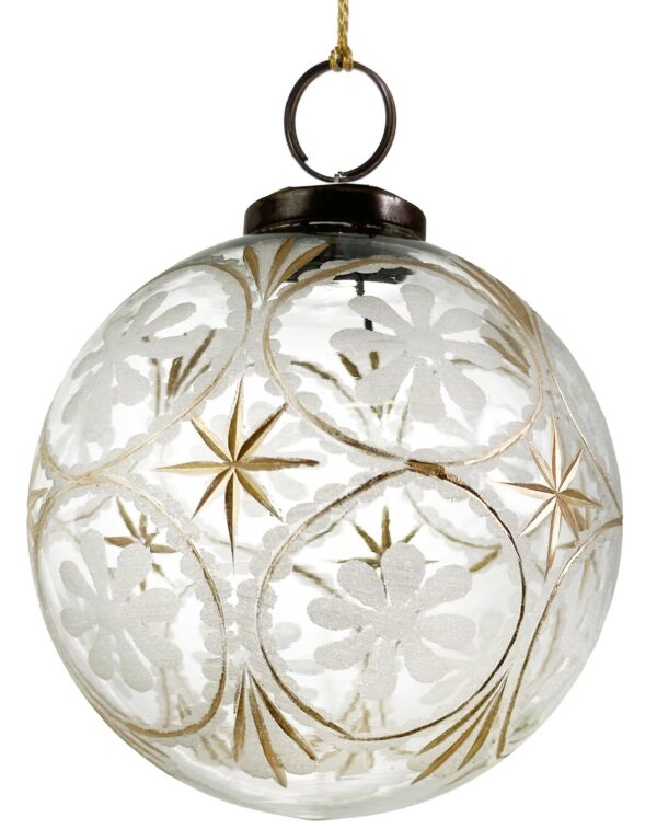 Klaaskuul valgete lilledega läbipaistev Ø10cm