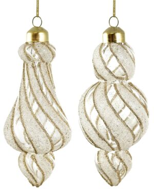 Kuuseehe klaasist spiraalne tilk valge 12,5cm erinevad 1tk