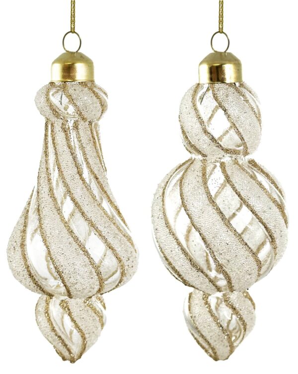 Kuuseehe klaasist spiraalne tilk valge 12,5cm erinevad 1tk