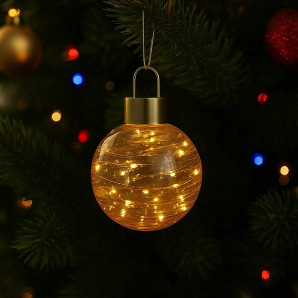 Klaaskuul valgusega amber, soe valge 20LED Ø20x23,5cm