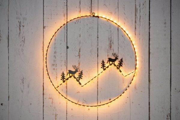 Seinakaunistus põhjapõder mägedes soe valge Ø46cm IP44