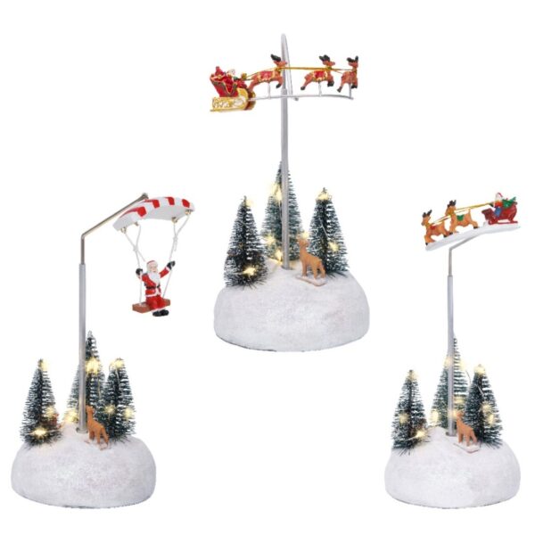 Dekoratsioon lendav jõuluvana soe valge 3LED Ø10,7xh22,5cm erinevad 1tk