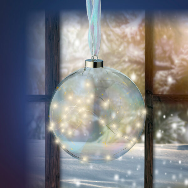 Valguspall hõbe 40LED Ø20cm soe valge