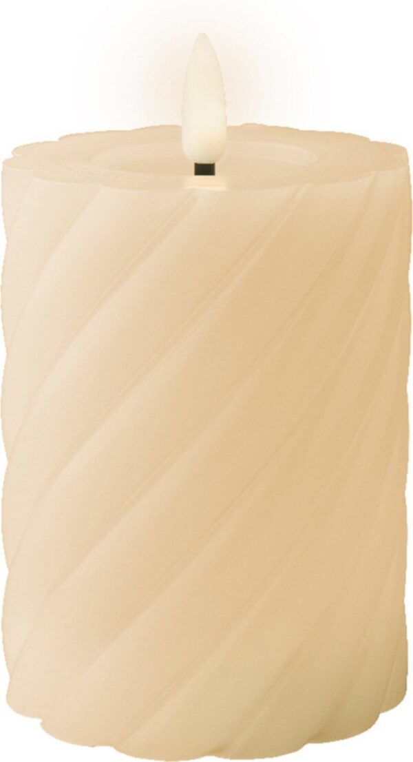 Led küünal keerd soe valge, kreem patareid Ø7,5x h12,5cm