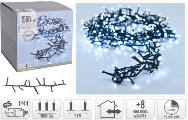 Valguskett 330cm kuusele külm valge 30m 1500LED IP44