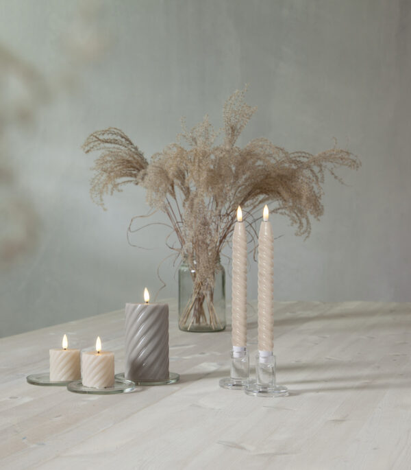 LED küünal Swirl beež Ø2,1x h25cm 2tk/pk