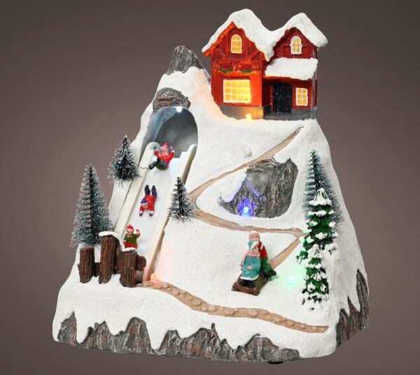 Dekoratsioon jõuluküla kelgutavad lapsed värviline 5LED 17x18x h20cm