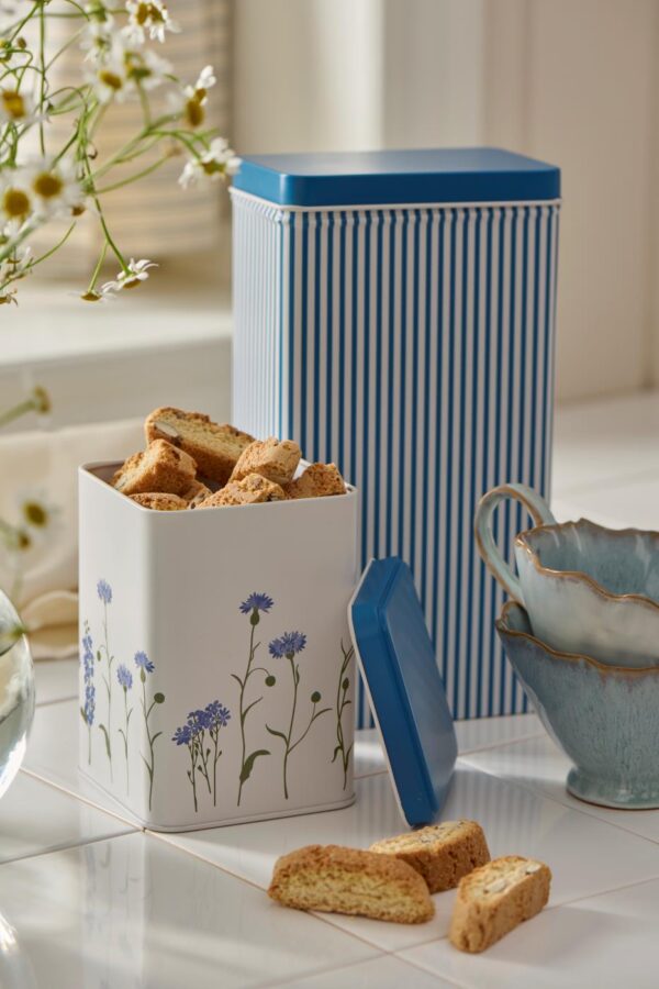 Hoiupurk metallist sinised triibud 7,5x12x h22,3cm