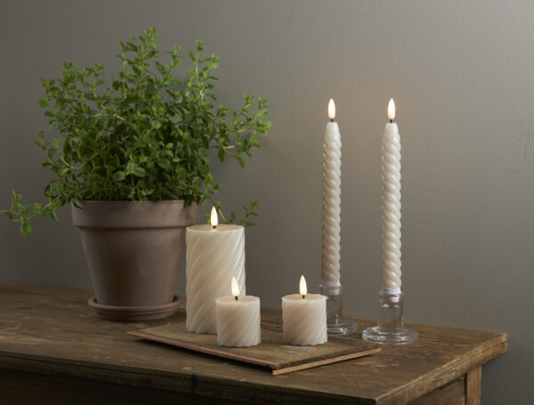 LED küünal Swirl beež Ø2,1x h25cm 2tk/pk