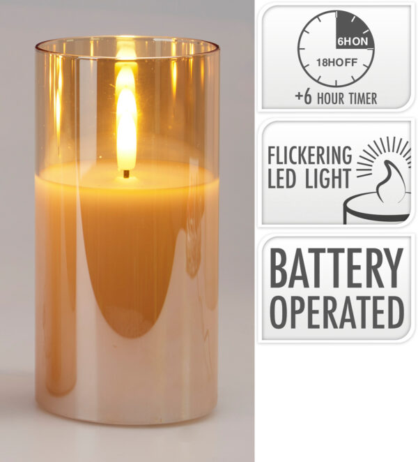 Led küünal klaasis kuldne Ø7,5x h15cm