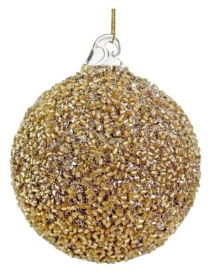 Klaaskuul pärlitega kuldne Ø8cm