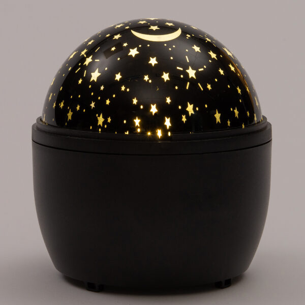 Valgusprojektor Kuu ja tähed soe valge 11,5x13cm patareidega