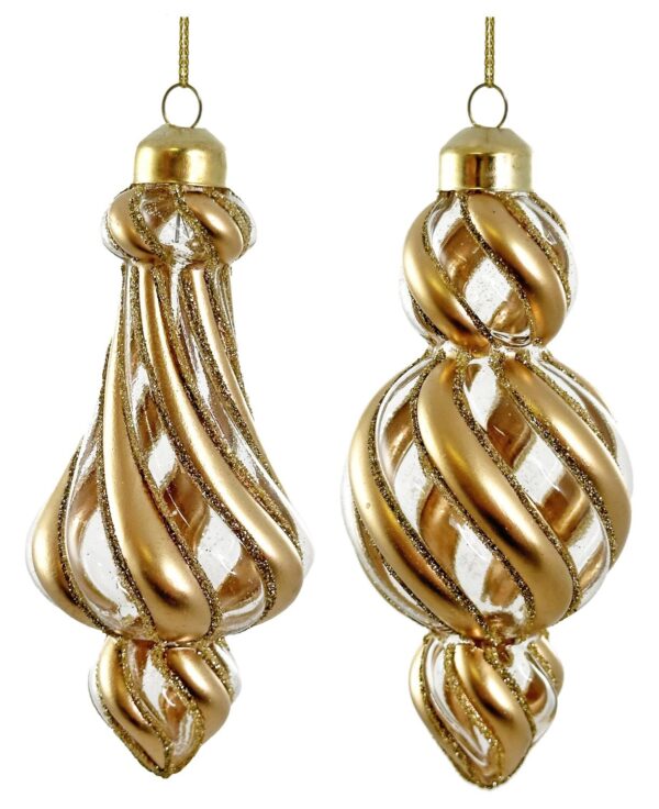 Kuuseehe klaasist spiraalne tilk kuldne 12,5cm erinevad 1tk