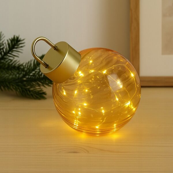 Klaaskuul valgusega amber, soe valge 20LED Ø20x23,5cm