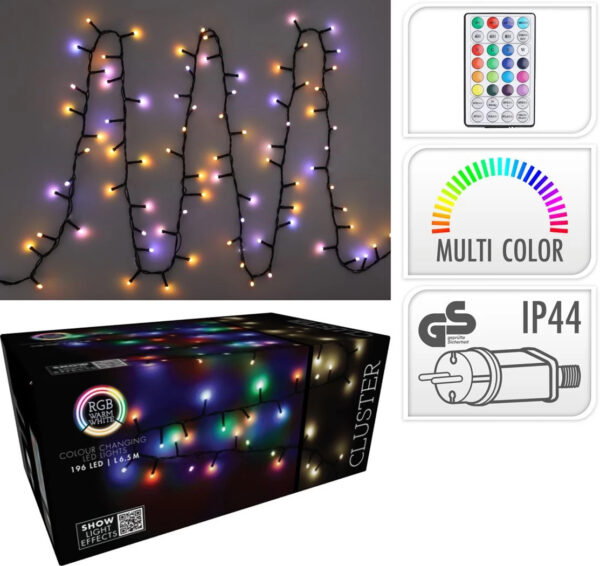 Valguskardin 6,5m 198LED värviline, puldiga IP44