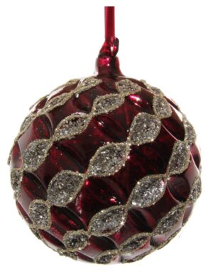 Klaaskuul hõbedase säraga burgundiapunane Ø10cm