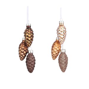 Kuuseehe klaasist käbid vaskne/pruun Ø3x h6cm