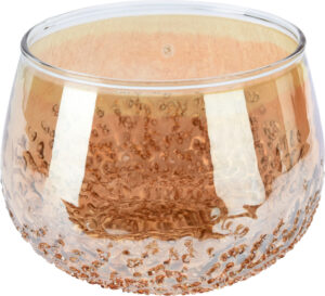 Küünlahoidja krobeline klaas kuldne Ø11x h8,5cm