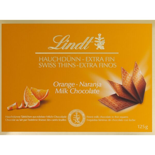 Lindt Swiss Thins apelsini piimašokolaadi lehed 125g