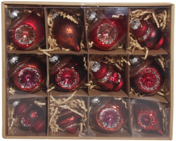 Komplekt klaasist kuuseehted erinevad 12tk/pk