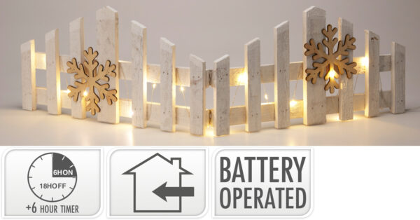 Aed lumehelvestega valge 15LED patareidega 76x2x20cm