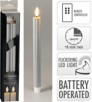 Led küünal hõbedane 2x25cm 2tk/pk