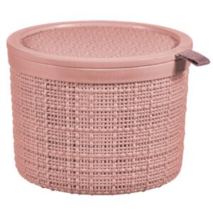 Ümar korv Jute kaanega roosa 2L