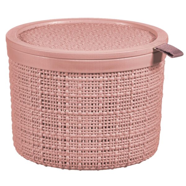 Ümar korv Jute kaanega roosa 2L