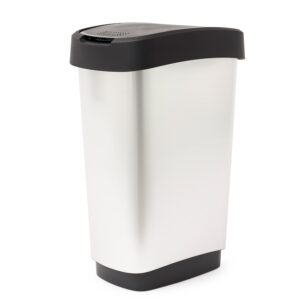 Prügikast liikuva kaanega Twist 50L metallik hõbe/must 40,1×29,8x h60,2cm