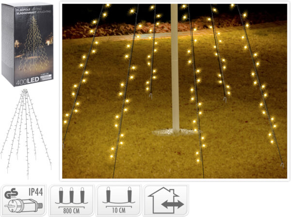 Lipumasti valguskett 10haru 15m 400LED IP44