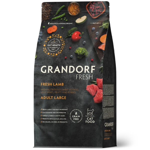 Grandorf kuivtoit suurele kassile Fresh Adult lambalihaga 2kg