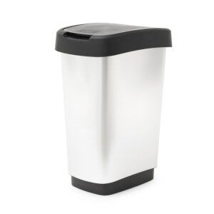 Prügikast liikuva kaanega Twist 25L metallik hõbe/must 33,3×25,2x h47,6cm