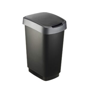 Prügikast liikuva kaanega Twist 25L must/hõbe 33,3×25,2x h47,6cm